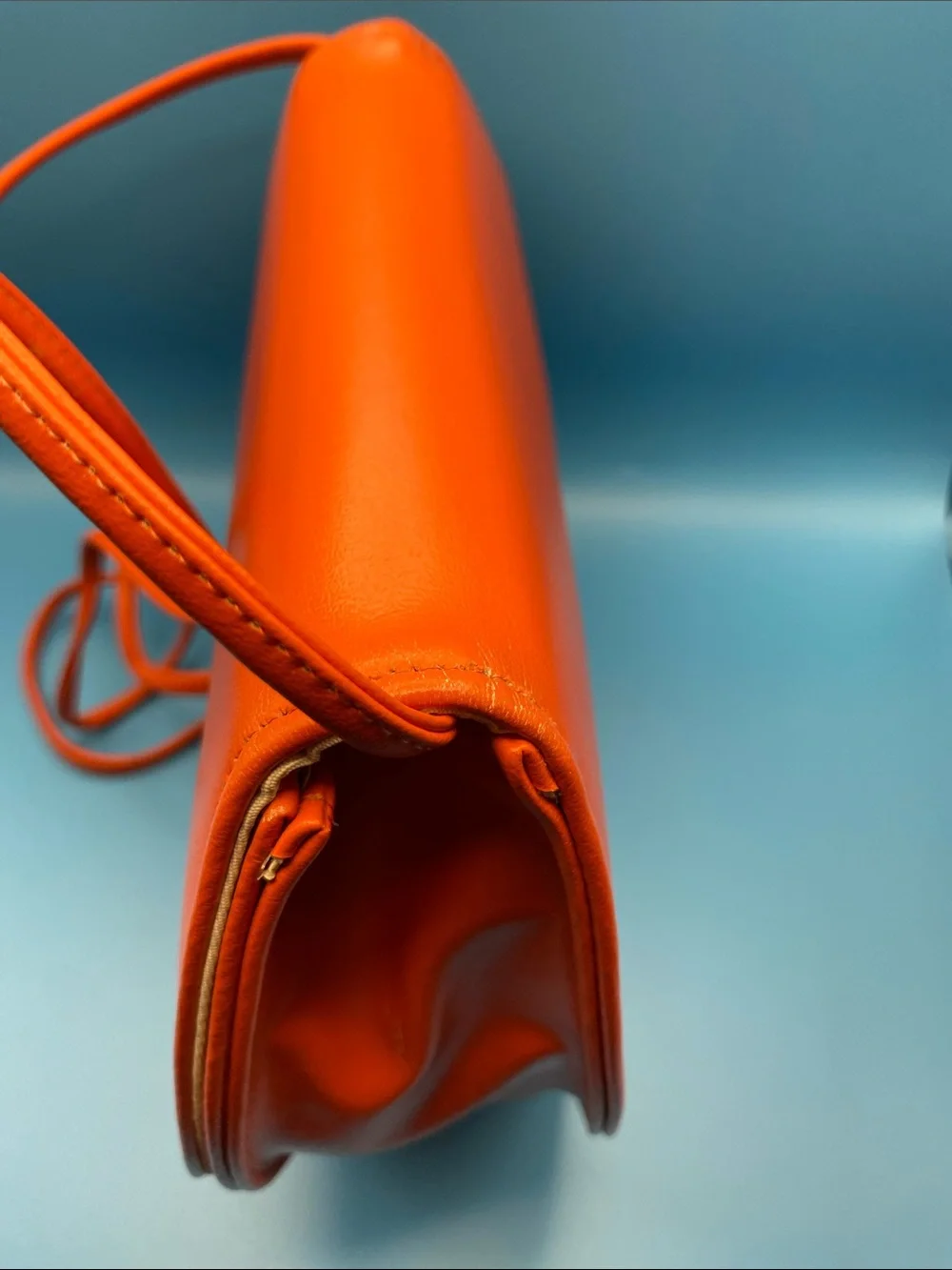 Vintage 80’s Orange Faux Leather Shoulder Bag - Picture 7 of 9